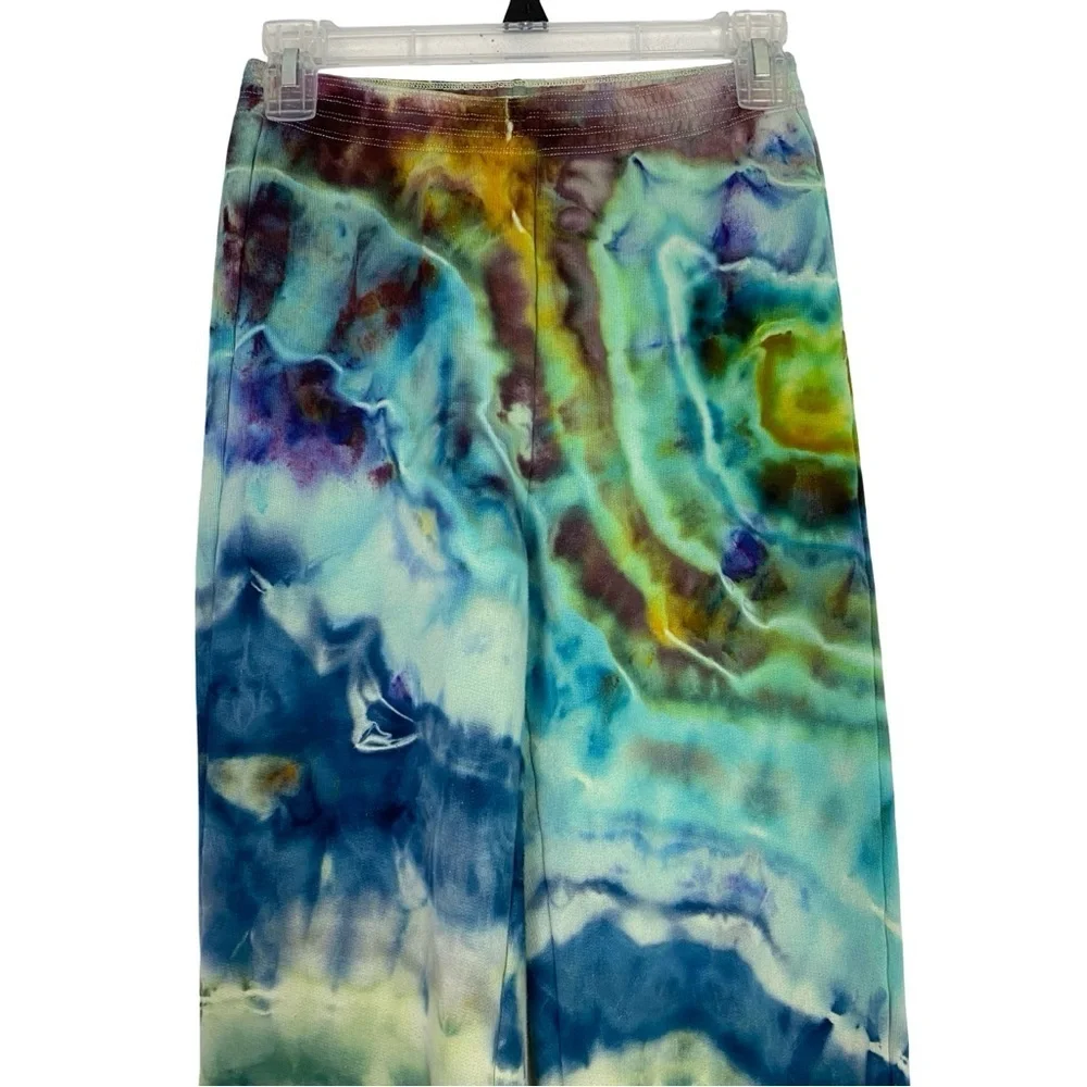 Aritzia Babaton Tie Dye Sweat Pants Womens Size XS High Rise Organic Cotton Blue - Picture 8 of 10